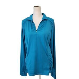 Athleta Intrepid Sun Shield Top Womens Small Blue Long Sleeve Quarter Zip Pocket